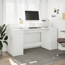 vidaXL Bureau met LED-verlichting 160x55x91 cm bewerkt hout wit