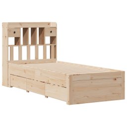 vidaXL Bed met boekenkast zonder matras massief grenenhout 75x190 cm