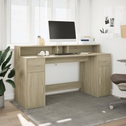 vidaXL Bureau met LED-verlichting 160x55x91 cm hout sonoma eikenkleur