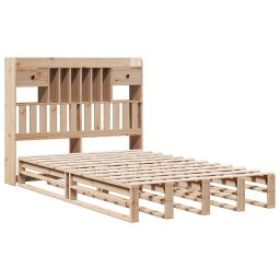 vidaXL Bed met boekenkast zonder matras massief grenenhout 135x190 cm