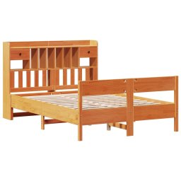 vidaXL Bed met boekenkast zonder matras grenenhout wasbruin 150x200 cm