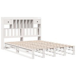 vidaXL Bed met boekenkast zonder matras grenenhout wit 160x200 cm
