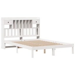 vidaXL Bed met boekenkast zonder matras grenenhout wit 160x200 cm