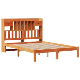 vidaXL Bed met boekenkast zonder matras grenenhout wasbruin 160x200 cm