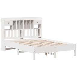 vidaXL Bed met boekenkast zonder matras grenenhout wit 140x190 cm