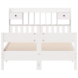 vidaXL Bed met boekenkast zonder matras grenenhout wit 135x190 cm