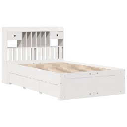 vidaXL Bed met boekenkast zonder matras grenenhout wit 135x190 cm