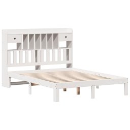 vidaXL Bed met boekenkast zonder matras grenenhout wit 160x200 cm