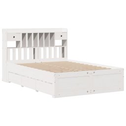 vidaXL Bed met boekenkast zonder matras grenenhout wit 140x190 cm