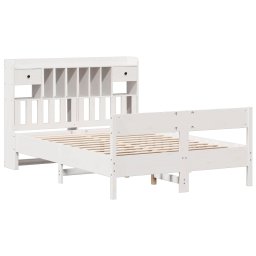 vidaXL Bed met boekenkast zonder matras grenenhout wit 140x190 cm