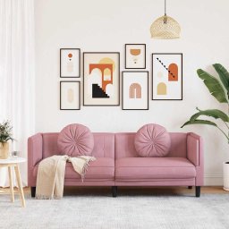 vidaXL Bank met kussens 3-zits fluweel roze