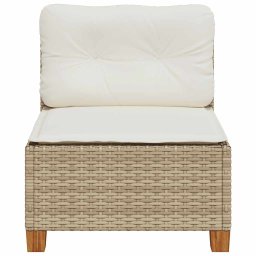 vidaXL Tuinbank zonder armleuning met kussens poly rattan beige