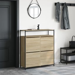 vidaXL Schoenenkast met 4 klaplades 100x34x112 cm sonoma eikenkleurig