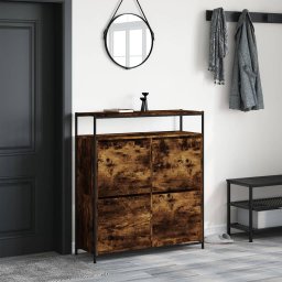 vidaXL Schoenenkast met 4 klaplades 100x34x112 cm gerookt eikenkleurig