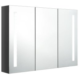 vidaXL Badkamerkast met spiegel en LED 89x14x62 cm glanzend grijs