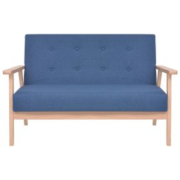 vidaXL Tweezitsbank stof blauw