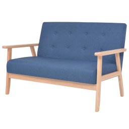 vidaXL Bankstel stof blauw 2-delig