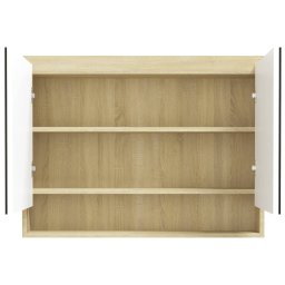 vidaXL Badkamerkast met spiegel 80x15x60 cm MDF wit en eikenkleurig