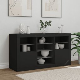 vidaXL Dressoir met LED-verlichting 123x37x67 cm zwart