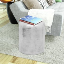 vidaXL Krukje/bijzettafeltje gehamerd aluminium zilverkleurig