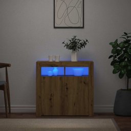 vidaXL Dressoir met LED 80x35x75 cm bewerkt hout artisanaal eiken