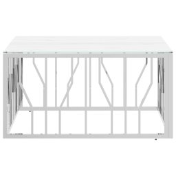 vidaXL Salontafel 80x80x40 cm roestvrij staal en glas zilverkleurig