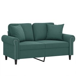 vidaXL Tweezitsbank met sierkussens 120 cm fluweel donkergroen