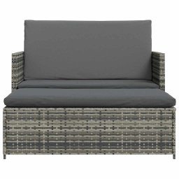 vidaXL 2-delige Loungeset met kussens poly rattan grijs