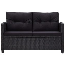 vidaXL Tuinbank 2-zits met kussens 124 cm poly rattan zwart
