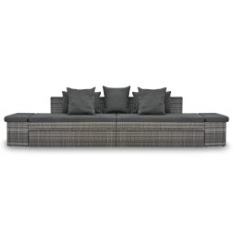 vidaXL 4-delige Loungeset met kussens poly rattan grijs