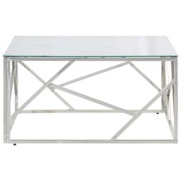 vidaXL Salontafel roestvrijstaal en gehard glas zilverkleurig