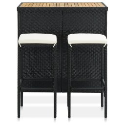 vidaXL 3-delige Barset poly rattan zwart