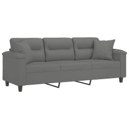 vidaXL Driezitsbank met kussens 180 cm microvezelstof donkergrijs