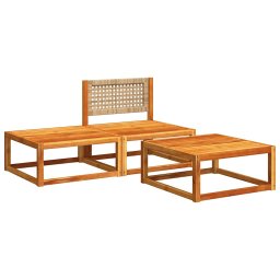 vidaXL 3-delige tuinbankset met kussens acaciahout & rotan