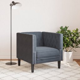 vidaXL Fauteuil Chesterfield-stijl fluweel donkergrijs