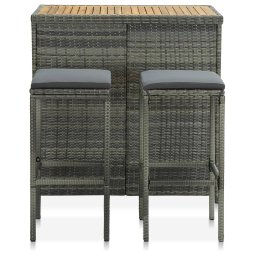 vidaXL 3-delige Barset poly rattan grijs
