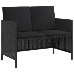 vidaXL 6-delige Tuinset met kussens poly rattan zwart
