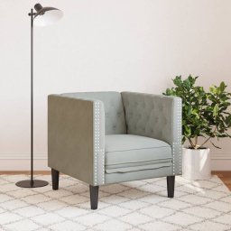 vidaXL Fauteuil Chesterfield-stijl fluweel lichtgrijs
