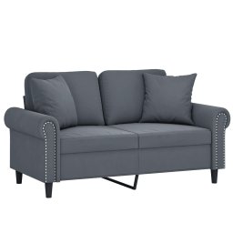 vidaXL Tweezitsbank met sierkussens 120 cm fluweel donkergrijs