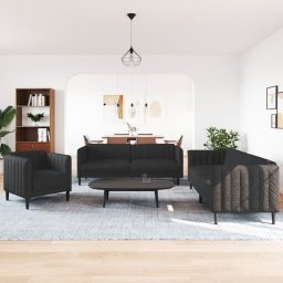 vidaXL 3-delige Loungeset stof zwart