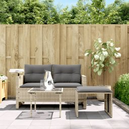vidaXL 3-delige Loungeset met kussens poly rattan lichtgrijs