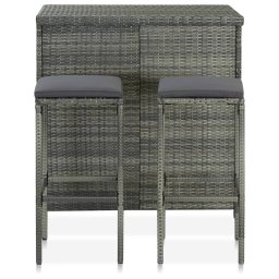 vidaXL 3-delige Barset poly rattan grijs