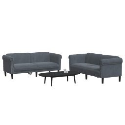 vidaXL 2-delige Loungeset fluweel donkergrijs