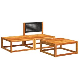 vidaXL 3-delige tuinbankset met kussens acaciahout & rotan
