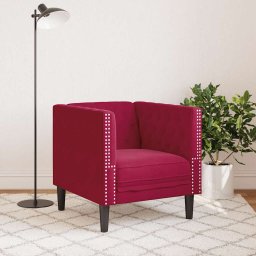 vidaXL Fauteuil Chesterfield-stijl fluweel wijnrood