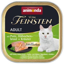 6x100g Adult met Smulvulling Kalkoen, Kippenborst & Kruiden animonda Vom Feinsten Kattenvoer