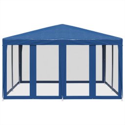 vidaXL Partytent met 8 mesh zijwanden 4x4 m HDPE blauw