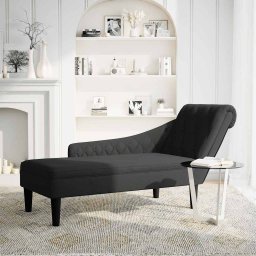 vidaXL Chaise longue met kussen en rechterarmleuning stof zwart