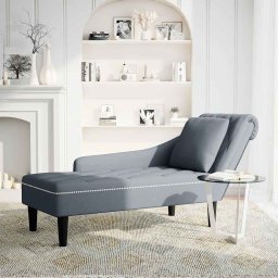 vidaXL Chaise longue met kussen&rechterarmleuning fluweel donkergrijs