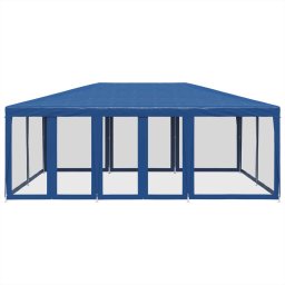 vidaXL Partytent met 10 mesh zijwanden 6x4 m HDPE blauw